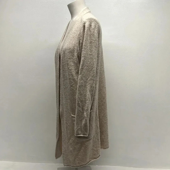 Barefoot Dreams CozyChic Lite Long Weekend Cardi Open Front Cardigan Tan Small - Picture 3 of 11